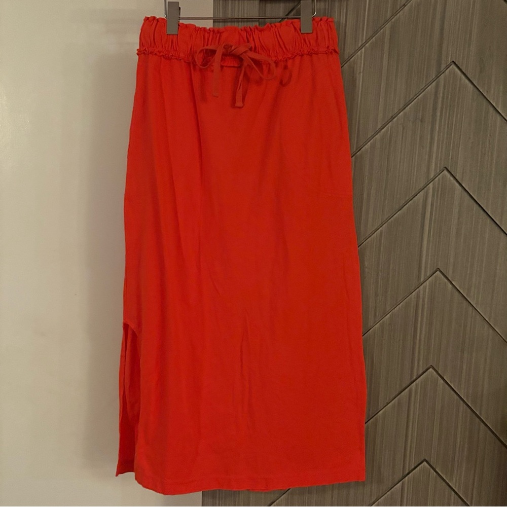 Free People Free-est Cherry Tomato Red Women's Midi Skirt Cotton Size Small - Picture 5 of 12
